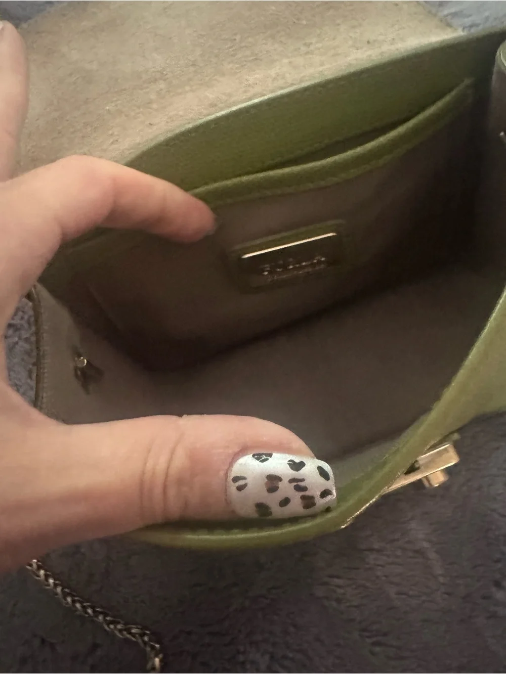 Furla Mini Metropolis Lime Green Leather Crossbody Bag with Chain Strap